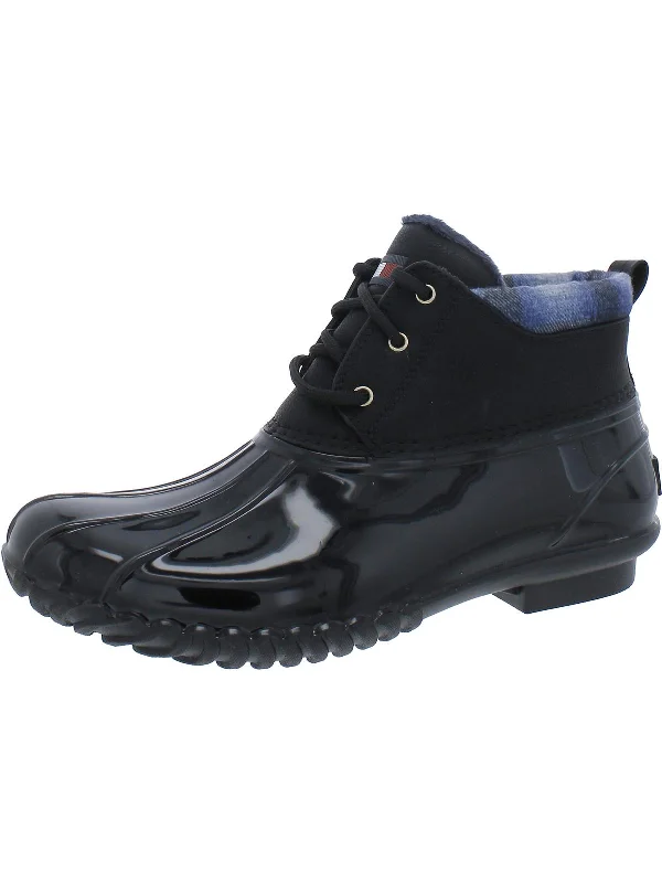 HALDIS Womens Faux Fur Waterproof Rain Boots Monochromatic Shoe Look  
