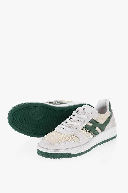 Hogan Leather And Mesh Tom Low-Top Sneakers With Contrast Monogram Upcycled Shoe Look  