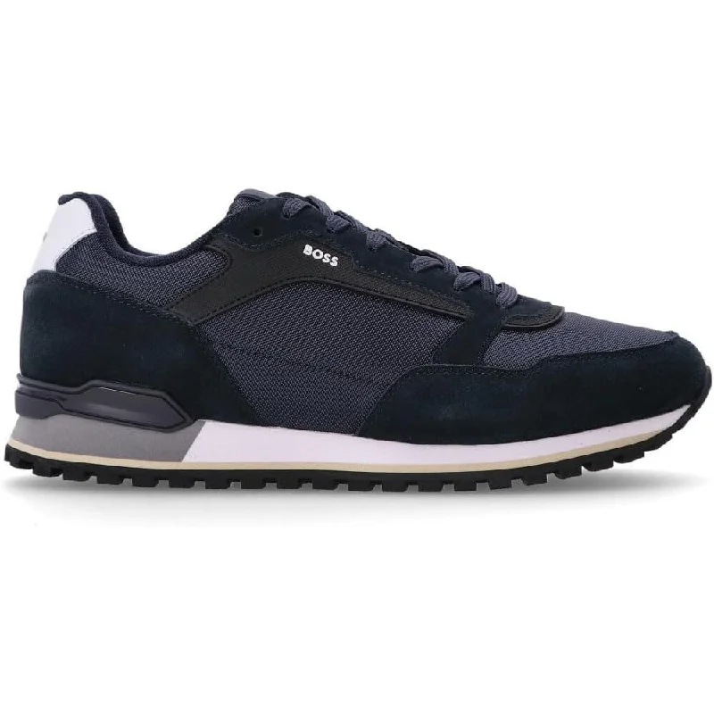 Hugo Boss Men's Parkour Running Sneaker, Navy Combat - Inspired Military Boot Look  