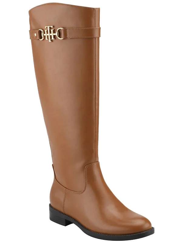 Inezy Womens Zipper Almond Toe Knee-High Boots Zip - Up Boot Style  