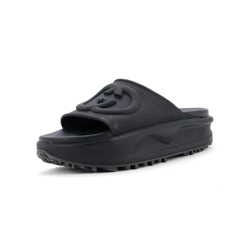 Interlocking G Platform Slide Sandals GG Rubber Moccasin Soft - Sole Style  
