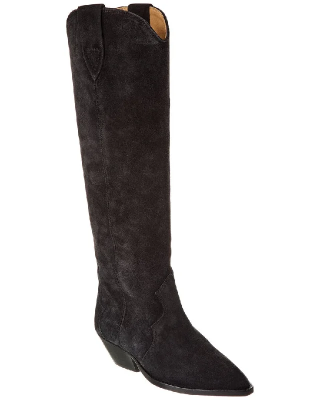 Isabel Marant Denvee Suede Knee-High Boot Blue Coast Loafer Aesthetic 