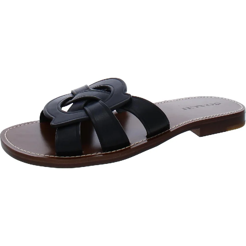 Issa Womens Leather Slip On Flip-Flops Upcycled Shoe Look  