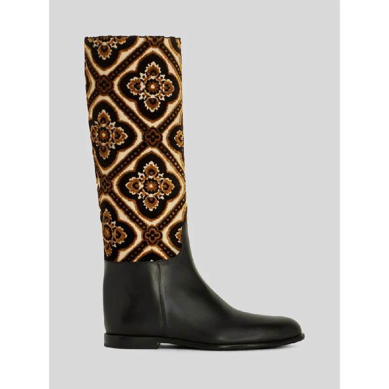 JACQUARD FABRIC RIDING BOOTS Moccasin Soft - Sole Style  