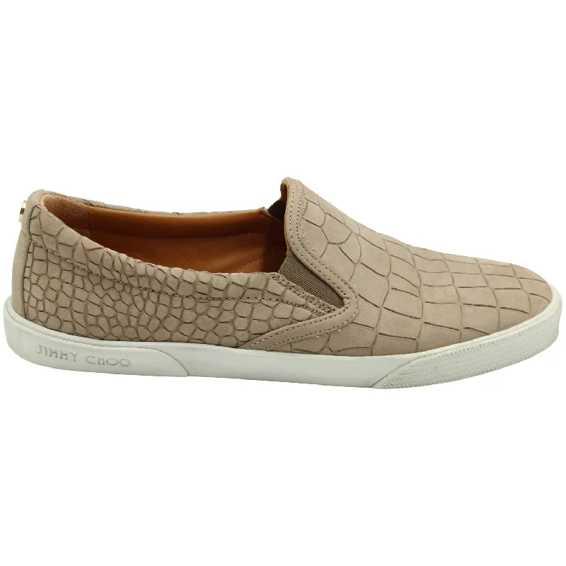 Jimmy Choo Croc-embossed Slip-on Sneakers in Nude Leather Victorian - Era Boot Style  