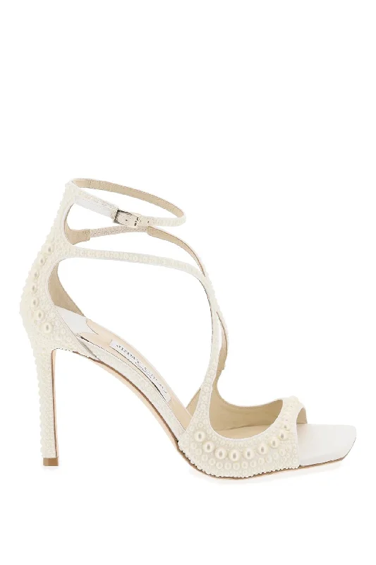 Jimmy Choo Women's Azia 95 Sandals With Pearls Wingtip Oxford Design 