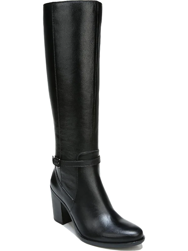 Kalina Womens Leather Wide Calf Knee-High Boots Moccasin Soft - Sole Style  