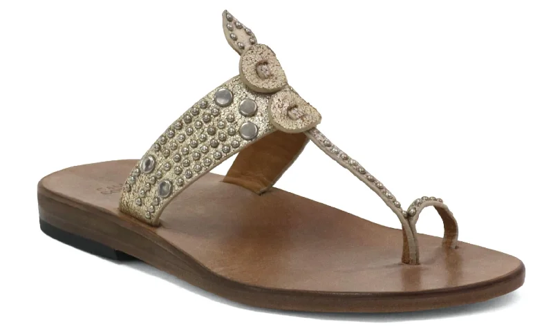 Karma Sandal In White Gold Sheen Striped Shoe Style  