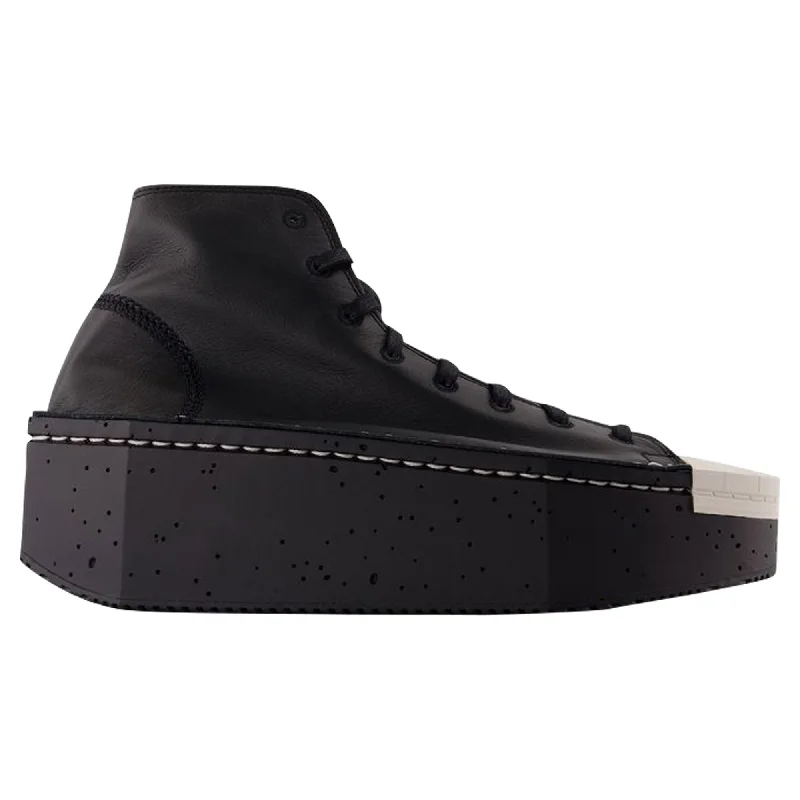 Kyasu Hi Sneakers - Y-3 - Leather - Black Distressed Leather Shoe Style  