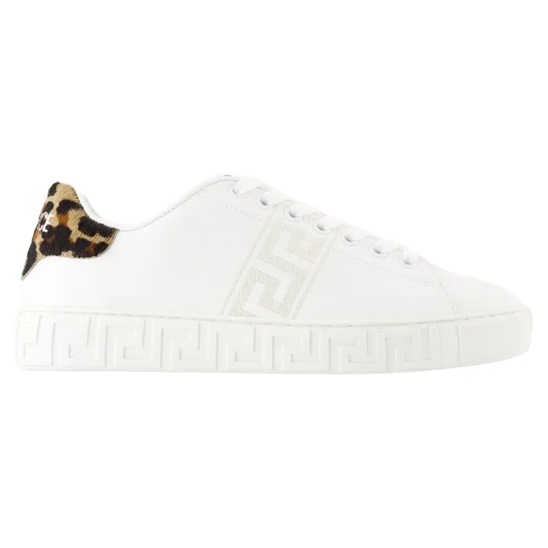 La Greca Sneakers - Versace - Canvas - White Blue Coast Loafer Aesthetic 