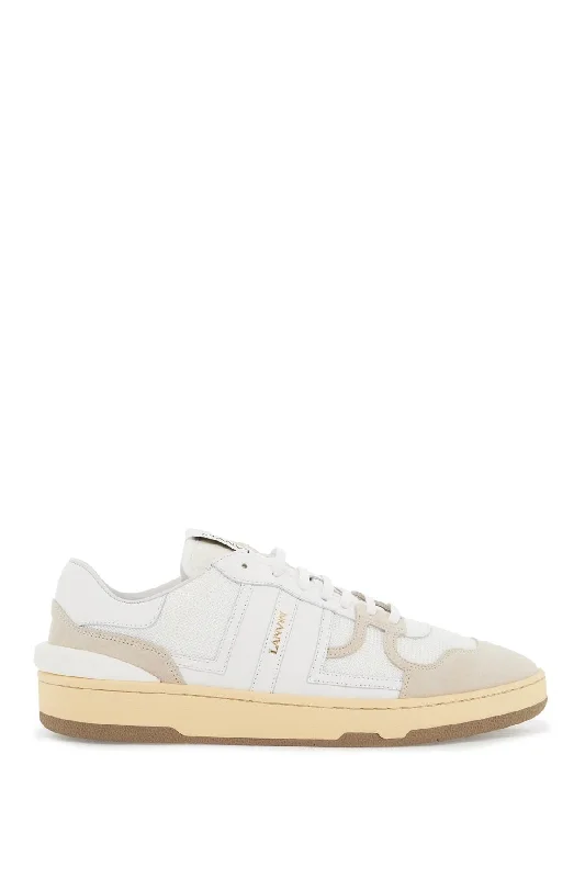 Lanvin "mesh And Leather Clay Sneakers With Upcycled Shoe Look  