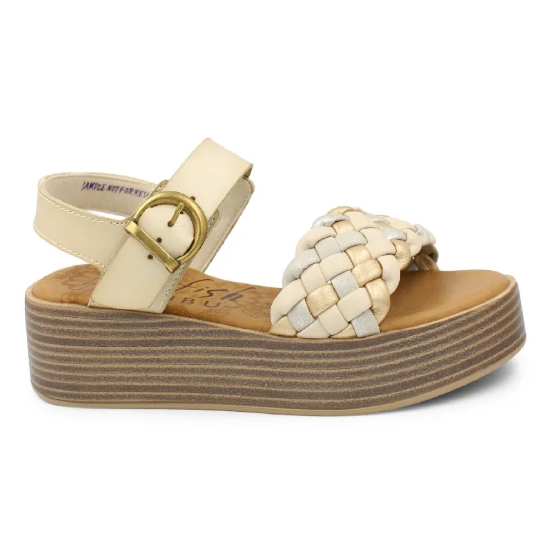 Lapaz Braided Platform Sandal- Wht Sand In Bone Buckle -