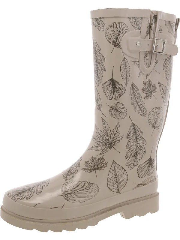 Leaf Me Alone Womens Tall Printed Rain Boots British Gentleman Oxford Style  