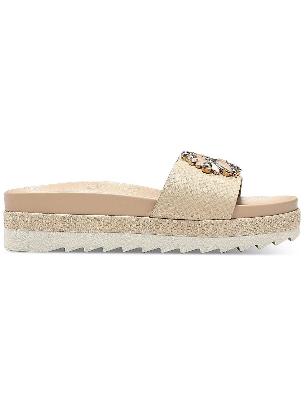Liams Womens Slip On Open Toe Slide Sandals Upcycled Shoe Look  