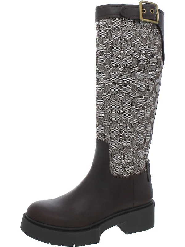 Lilli Jacquard Womens Leather Buckle Mid-Calf Boots Cowboy Boot Western Style  