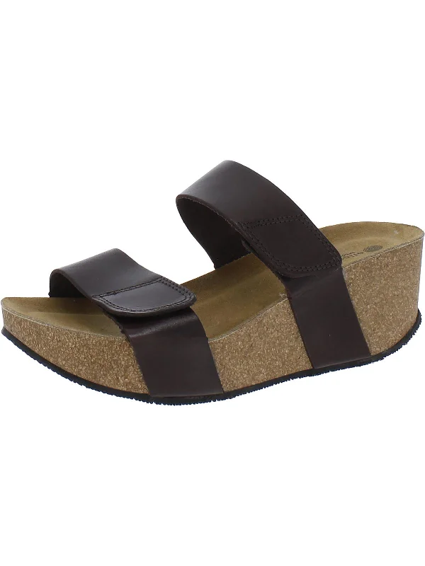 Lily Womens Leather Slide Platform Sandals Waterproof Hiking Boot Design  
