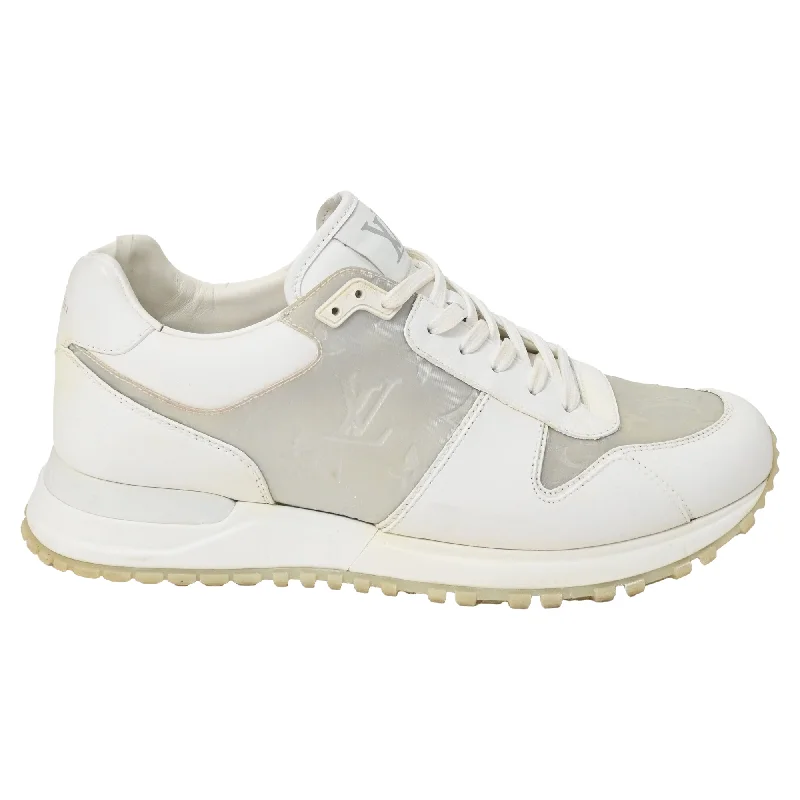 Louis Vuitton Iridescent Monogram Run Away Sneakers in White Leather Camouflage Print Boot Style Louis Vuitton Iridescent Monogram Run Away Sneakers in White Leather Camouflage Print Boot Style