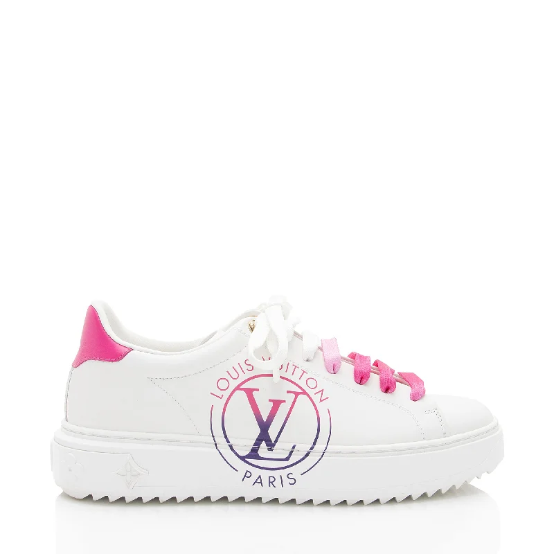 Louis Vuitton Leather Monogram Time Out Sneakers Athleisure Derby Style  