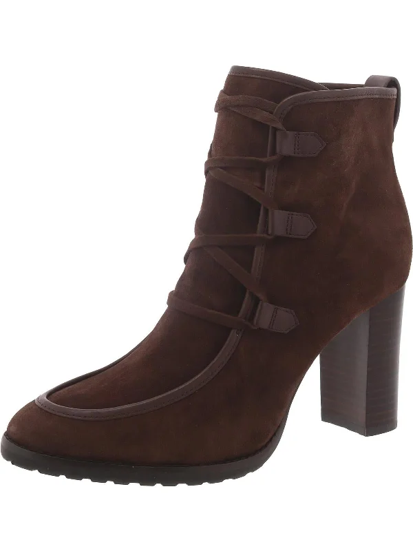 Mabel Womens Suede Lace-Up Booties Chunky Platform Sneaker Style  