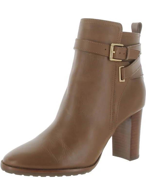 Madisyn Womens Leather Stacked Heel Ankle Boots Patchwork Shoe Aesthetic  