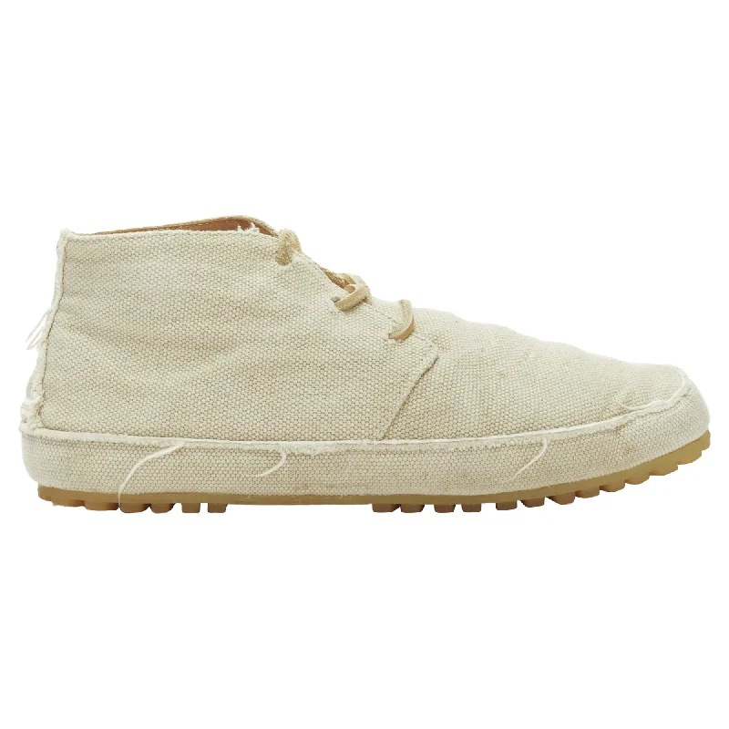 Maison Margiela Canvas Leather Lace Up Espadrille Boots Victorian - Era Boot Style  