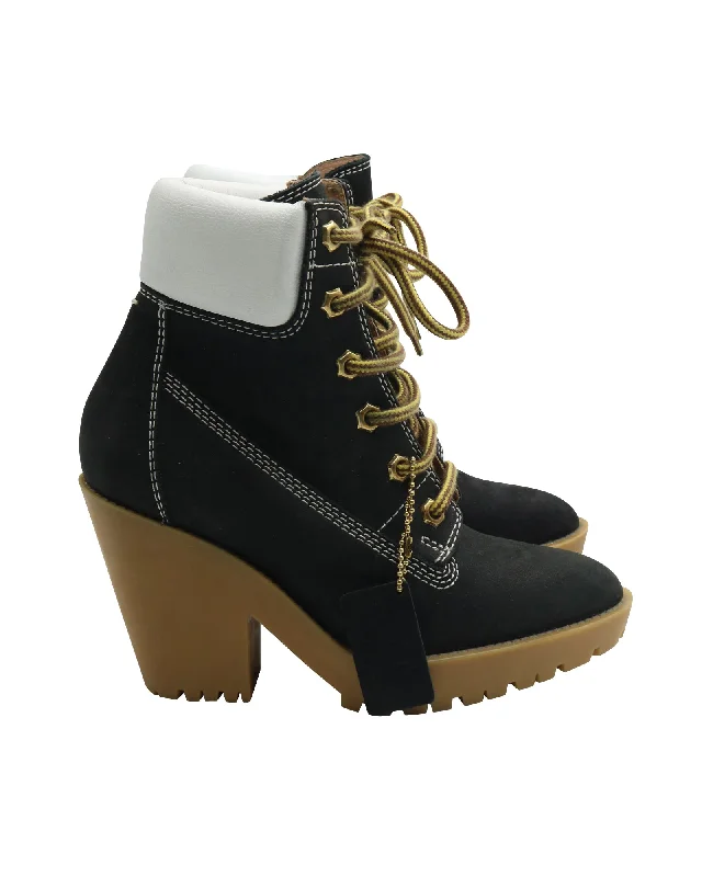 Maison Margiela Lace Up Boots in Black Suede Art Deco - Inspired Shoe Look  