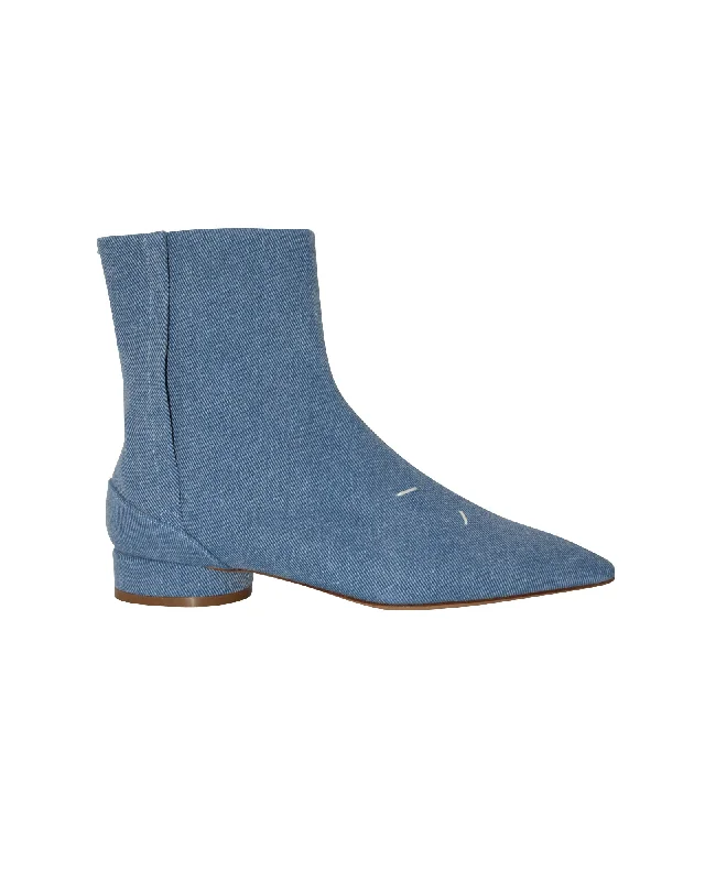 Maison Margiela Pointed Toe Boots in Blue Denim Casual Loafer Style          