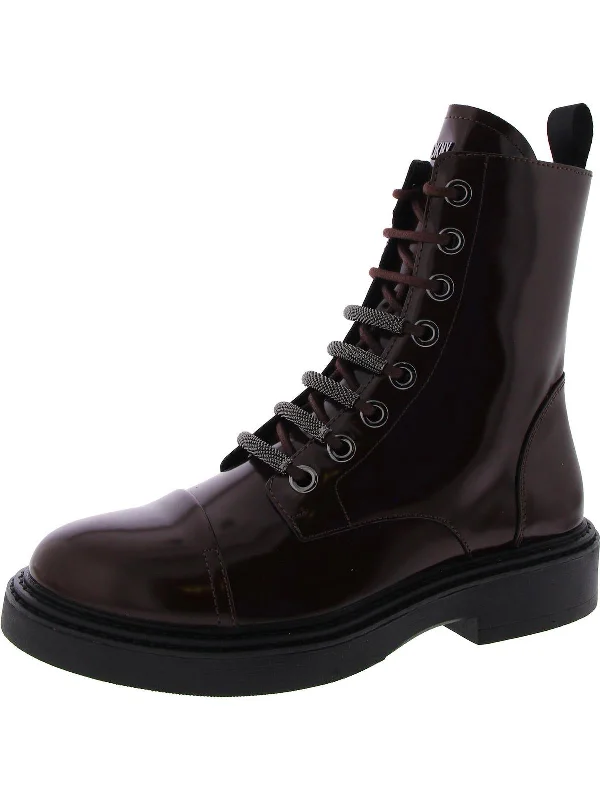 MALAYA LACE UP Womens Leather Zipper/Lace Up Combat & Lace-Up Boots Performance Running Sneaker Look  