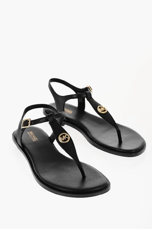 Michael Kors Michael Leather Mallory Thong Sandals With Golden Monogram Leather Driving Shoe Style Michael Kors Michael Leather Mallory Thong Sandals With Golden Monogram Leather Driving Shoe Style