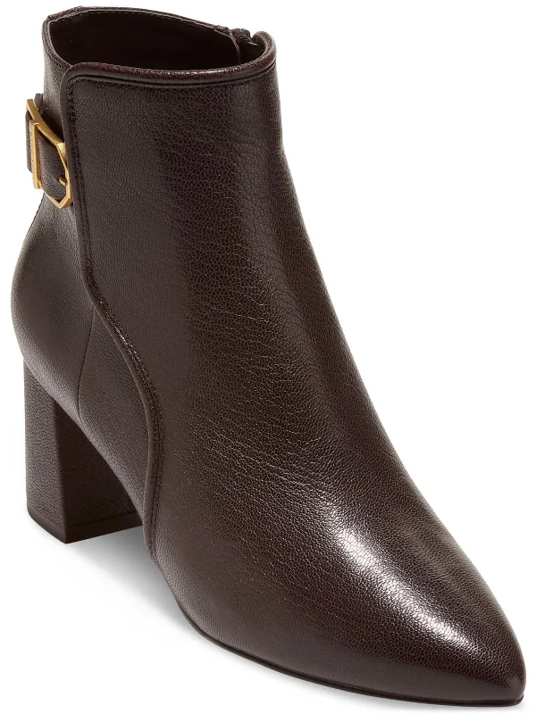 Modern Classics Ettie Womens Leather Buckle Booties Monochromatic Shoe Look  