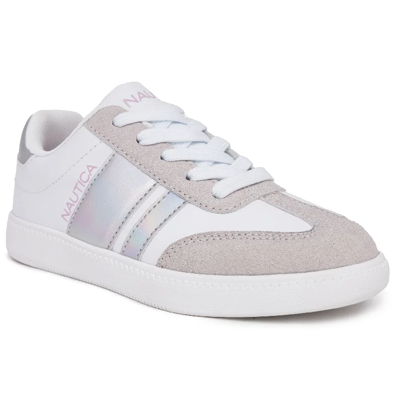 Nautica Girls' Holographic Lace-Up Sneaker Strap - Up Sandal Resort Style  
