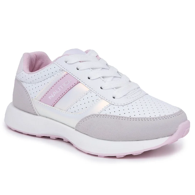 Nautica Girls' Holographic Lace-Up Sneaker Memory - Foam Slipper Look  
