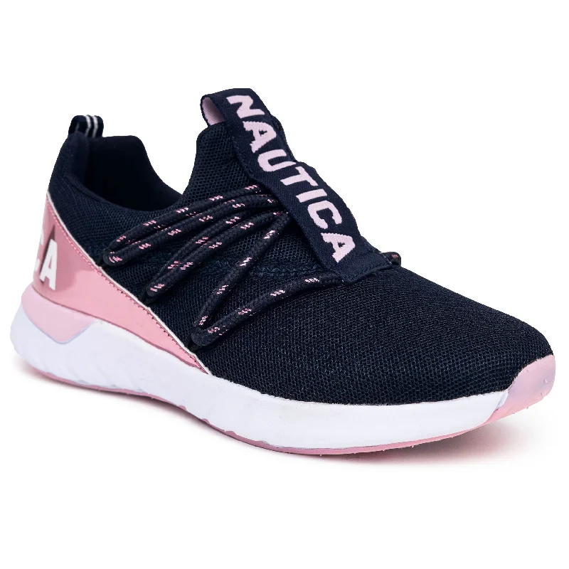 Nautica Girls' Logo Slip-On Sneaker Beaded Moccasin Design 