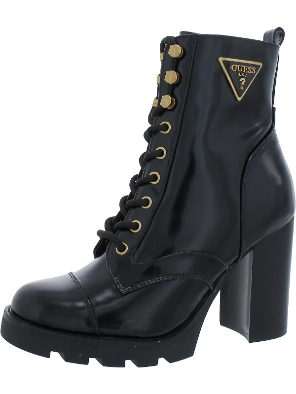 Neadyn Womens Patent Lug Sole Combat & Lace-Up Boots Wingtip Oxford Design 