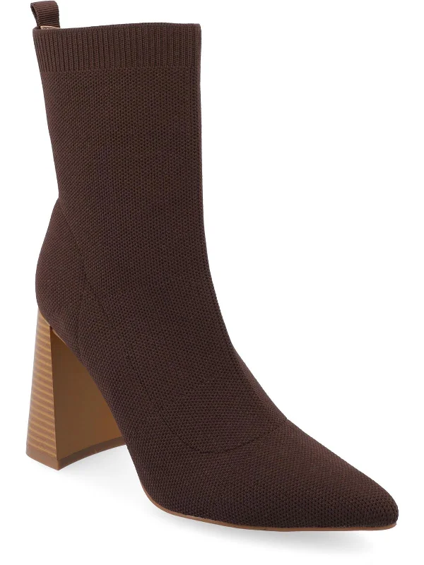 Noralinn Womens Pointed Toe Slip On Ankle Boots Edwardian Shoe Look  