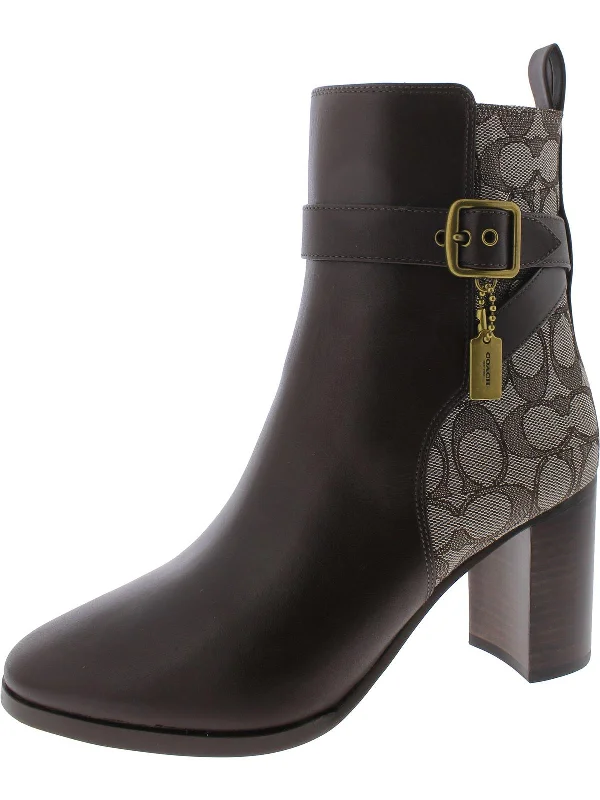 Olivia Jacquard Womens Faux Leather Ankle Boots Performance Running Sneaker Look  