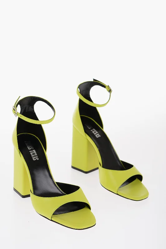 Paris Texas Leather Fiona Ankle-Strap Sandals Heel 10Cm Inflatable Shoe Look 