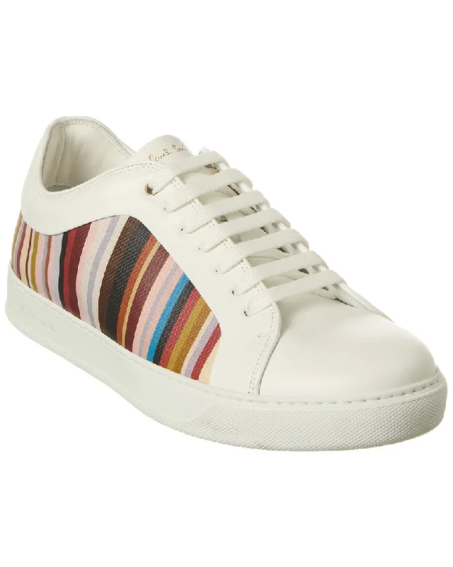 Paul Smith Basso Signature Stripe Leather Sneaker Rubber - Sole Plimsoll Look  