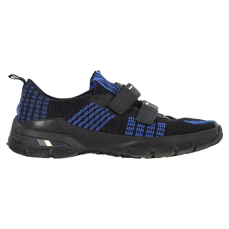 Prada Crossection Velcro Strap Low Top Sneakers in Blue Synthetic Checkered Shoe Pattern Look  