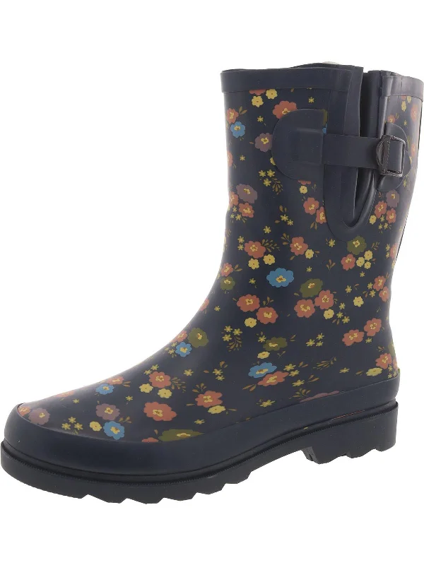 Prim Petals Womens Lugged Sole Mid Calf Rain Boots Waterproof Hiking Boot Design  