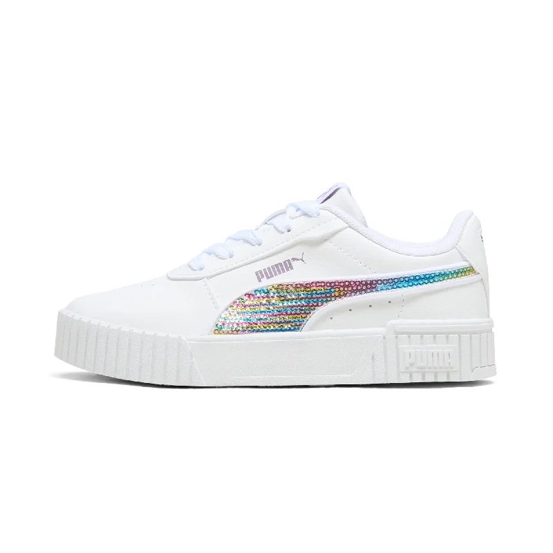 PUMA Little Kids Girls' Carina 2.0 Sequins Sneakers Retro Basketball Sneaker Design  
