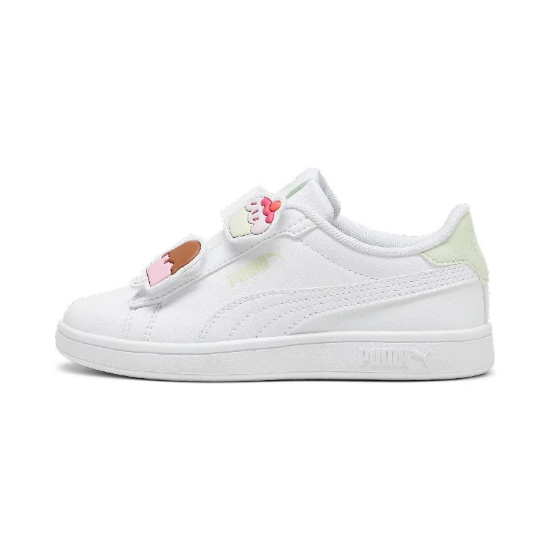 PUMA Little Kids Girls' Smash 3.0 Badges Sneakers Edwardian Shoe Look  