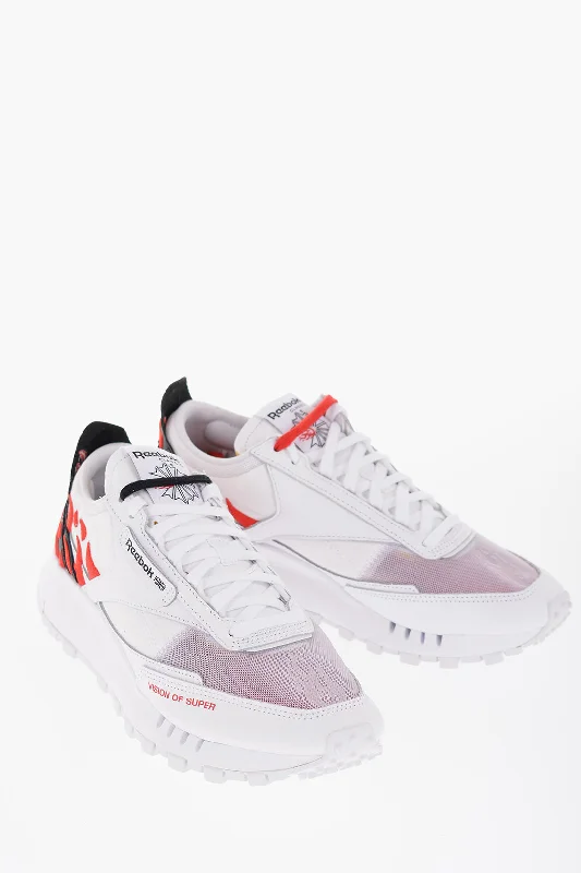 Reebok Leather And Mesh Legacy Low-Top Sneakers With Embroidery Performance Running Sneaker Look Reebok Leather And Mesh Legacy Low-Top Sneakers With Embroidery Performance Running Sneaker Look