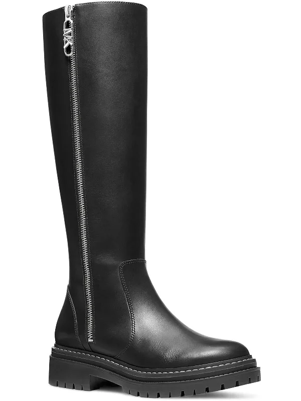 REGAN BOOT Womens Faux Leather Side Zipper Knee-High Boots Tech - Inspired Sneaker Look  