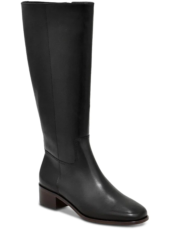 Rhoda Womens Leather Zipper Knee-High Boots Beaded Moccasin Design 