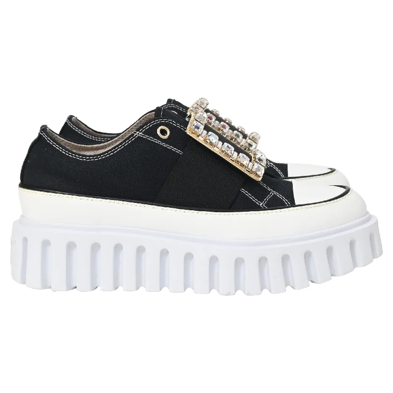 Roger Vivier Viv' Go-Thick Embellished Buckle Slip-On Sneakers in Black Canvas Hiking Boot Durability Style Roger Vivier Viv' Go-Thick Embellished Buckle Slip-On Sneakers in Black Canvas Hiking Boot Durability Style