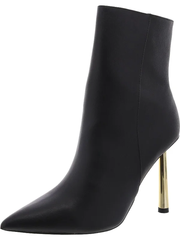 Rorie Womens Patent Pointed Toe Booties Upcycled Shoe Look  