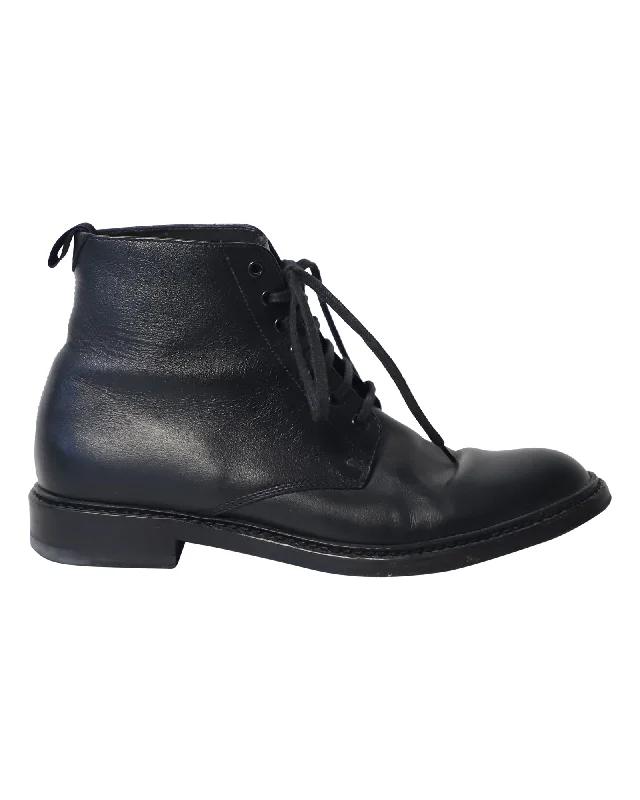 Saint Laurent Army Lace-Up Boots in Black Leather Camouflage Print Boot Style  