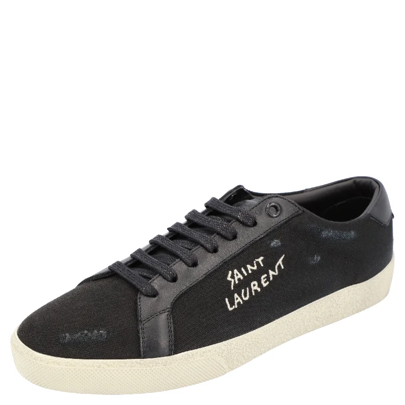 Saint Laurent Court Classic Sl/06 Embroidered Sneakers Black Open - Lacing Derby Look  