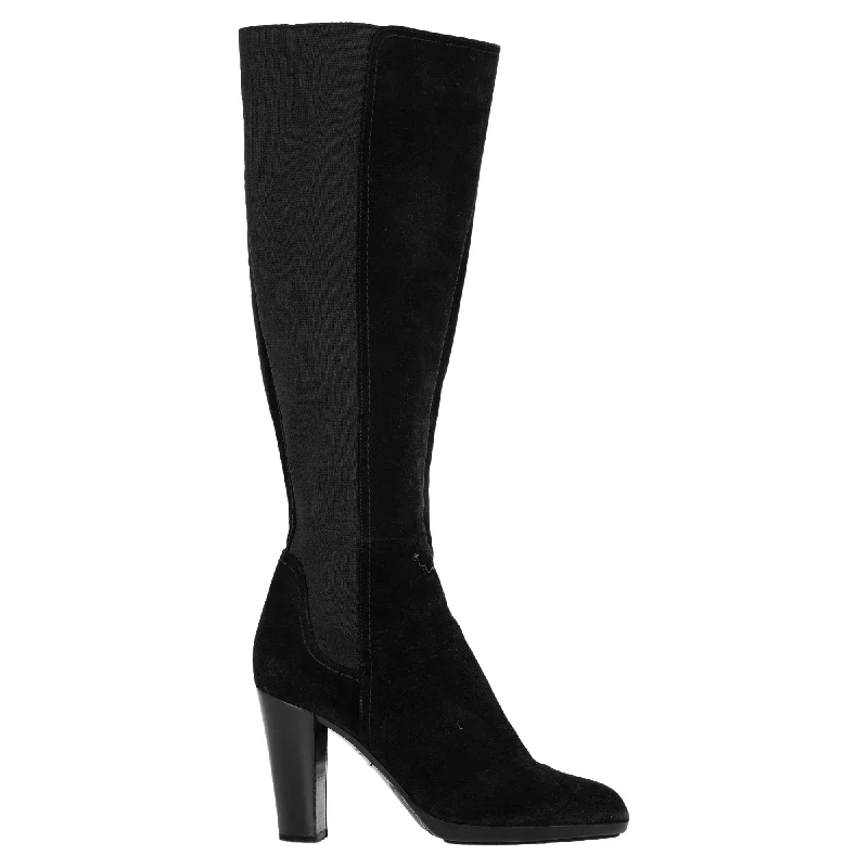 Sergio Rossi Heeled Boots in Black Goat Suede Smart - Shoe Functionality Style  